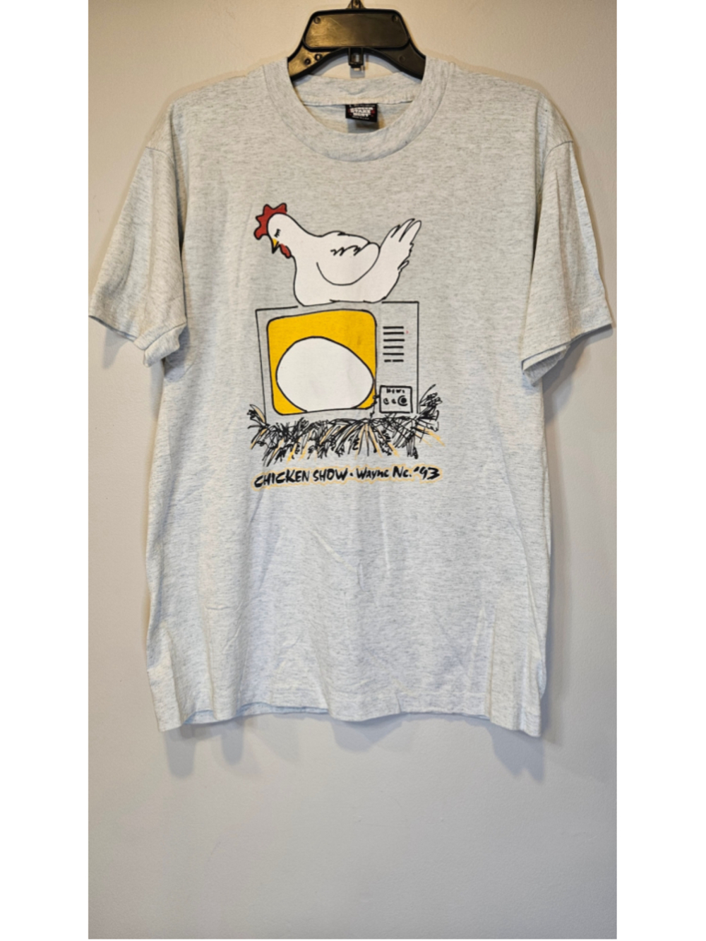Vintage 1993 Chicken Show Wayne Nebraska T Shirt Large Screen Stars USA 90s
